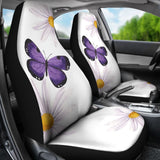 Floral Butterfly White and Purple Car Seat Covers 211301 - YourCarButBetter