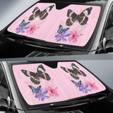 Floral Colorful Butterflies Pink Themed Car Auto Sun Shades 211301 - YourCarButBetter