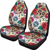 Flower Sugar Skull Car Seat Covers 101207 - YourCarButBetter