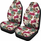 Flowers Sugar Skull Car Seat Covers 101207 - YourCarButBetter