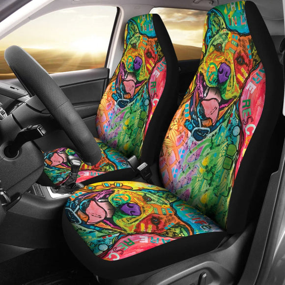 Funny Colorful Pitbull Car Seat Covers 211301 - YourCarButBetter