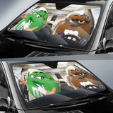 Funny M&M Chocolate Green Brown Driving Car Auto Sunshade 094201 - YourCarButBetter