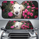 Golden Retriever Roses Hd 5K Car Sun Shade 172609 - YourCarButBetter