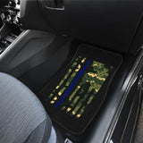 Green American Flag Thin Blue Line Car Floor Mats 211803 - YourCarButBetter