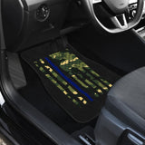 Green American Flag Thin Blue Line Car Floor Mats 211803 - YourCarButBetter
