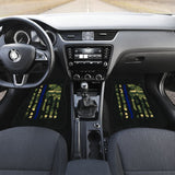 Green American Flag Thin Blue Line Car Floor Mats 211803 - YourCarButBetter