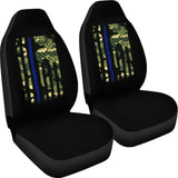 Green American Flag Thin Blue Line Car Seat Covers 211803 - YourCarButBetter