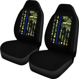 Green American Flag Thin Blue Line Car Seat Covers 211803 - YourCarButBetter
