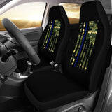 Green American Flag Thin Blue Line Car Seat Covers 211803 - YourCarButBetter