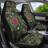 Green And Brown Camouflage Omega Psi Phi Car Seat Covers 211706 - YourCarButBetter
