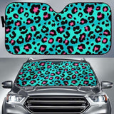 Green Leopard Skin Print Pattern Car Auto Sun Shades 172609 - YourCarButBetter