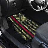 Green Themed American Flag Thin Red Line Car Floor Mats 211803 - YourCarButBetter