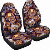 Gretta Skully Car Seat Covers - Sugar Skull - Orange 101207 - YourCarButBetter