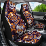 Gretta Skully Car Seat Covers - Sugar Skull - Orange 101207 - YourCarButBetter