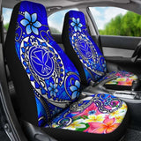 Hawaii Car Seat Covers - Turtle Plumeria Polynesian Tattoo Blue Color - 091114 - YourCarButBetter
