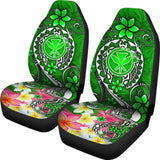 Hawaii Car Seat Covers - Turtle Plumeria Polynesian Tattoo Green Color - 091114 - YourCarButBetter