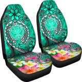 Hawaii Car Seat Covers - Turtle Plumeria Polynesian Tattoo Turquoise Color - 091114 - YourCarButBetter