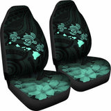 Hawaii Hibiscus Map Polynesian Ancient Turquoise Turtle Car Set Covers - New - Awesome 091114 - YourCarButBetter