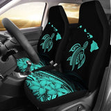Hawaii Map Plumeria Polynesian Turquoise Turtle Car Set Covers - New - Awesome 091114 - YourCarButBetter