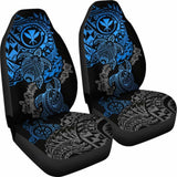 Hawaii Polynesian Seat Covers - Blue Kanaka Maoli Turtle Tattoo Gray Hibiscus Turtle Flowing - Amazing 091114 - YourCarButBetter