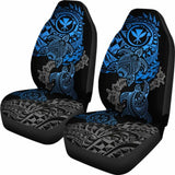 Hawaii Polynesian Seat Covers - Blue Kanaka Maoli Turtle Tattoo Gray Hibiscus Turtle Flowing - Amazing 091114 - YourCarButBetter