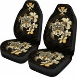 Hawaiian Kanaka Hibiscus Plumeria Mix Polynesian Turtle Car Seat Covers Gold New Awesome 091114 - YourCarButBetter
