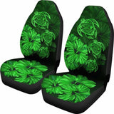Hawaiian Map Turtle Hibiscus Green Vintage Polynesian Car Seat Covers - New 091114 - YourCarButBetter