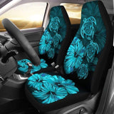 Hawaiian Map Turtle Hibiscus Turquoise Vintage Polynesian Car Seat Covers - New 091114 - YourCarButBetter