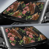 Horse Head Wild Roses Pattern Car Auto Sun Shades 172609 - YourCarButBetter