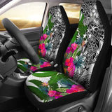 Kosrae Car Seat Covers White - Turtle Plumeria Banana Leaf - 091114 - YourCarButBetter