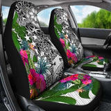 Kosrae Car Seat Covers White - Turtle Plumeria Banana Leaf - 091114 - YourCarButBetter