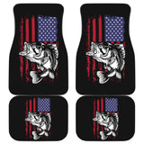 Largemouth Bass Fishing American Flag Star Stripes Car Floor Mats 211604 - YourCarButBetter
