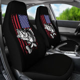 Largemouth Bass Fishing American Flag Star Stripes Car Seat Covers 211604 - YourCarButBetter