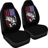 Largemouth Bass Fishing American Flag Star Stripes Car Seat Covers 211604 - YourCarButBetter