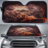 Lions Cave Hunger Fight 4K Car Sun Shade 172609 - YourCarButBetter