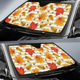 Maple Leaf Oak Leaf Acorns Beige Striped Background Car Auto Sun Shades 174510 - YourCarButBetter