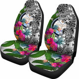 Marshall Islands Car Seat Covers White - Turtle Plumeria Banana Leaf Crest - 091114 - YourCarButBetter