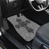 Mystic Celtic Cross With Knot Black Themed Car Floor Mats 210301 - YourCarButBetter