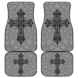 Mystic Celtic Cross With Knot Black Themed Car Floor Mats 210301 - YourCarButBetter