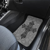 Mystic Celtic Cross With Knot Black Themed Car Floor Mats 210301 - YourCarButBetter