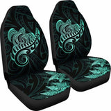 New Zealand Car Seat Covers - Aotearoa Maori Turtle Silver Fern Turquoise Awesome 091114 - YourCarButBetter
