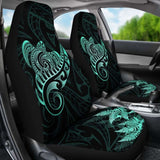 New Zealand Car Seat Covers - Aotearoa Maori Turtle Silver Fern Turquoise Awesome 091114 - YourCarButBetter