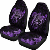 New Zealand Car Seat Covers - Aotearoa Maori Turtle Silver Fern Violet Awesome 091114 - YourCarButBetter