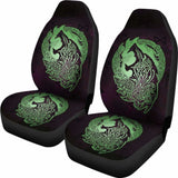 Norse Viking Car Seat Covers - Viking Wolf Celtic Galaxy Car Seat Covers Green Amazing 105905 - YourCarButBetter