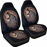 Norse Viking Car Seat Covers - Viking Wolf Celtic Galaxy Car Seat Covers Orange Amazing 105905 - YourCarButBetter