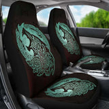 Norse Viking Car Seat Covers - Viking Wolf Celtic Galaxy Car Seat Covers Turquoise Amazing 105905 - YourCarButBetter