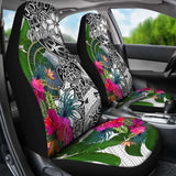 Palau Car Seat Covers White - Turtle Plumeria Banana Leaf Crest - 091114 - YourCarButBetter
