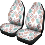 Pastel Rose And Turquoise Cactus Boho Cactus Pattern Car Seat Covers Set 174510 - YourCarButBetter