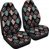 Pastel Turquoise And Rose Cactus Boho Pattern On Black Car Seat Covers 174510 - YourCarButBetter