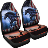 Patriotic American Flag Horse Awesome Silhouette Car Seat Covers 212701 - YourCarButBetter